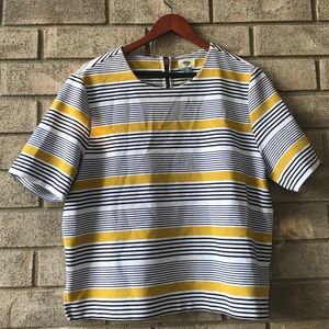 Navy yellow striped formal old navy top